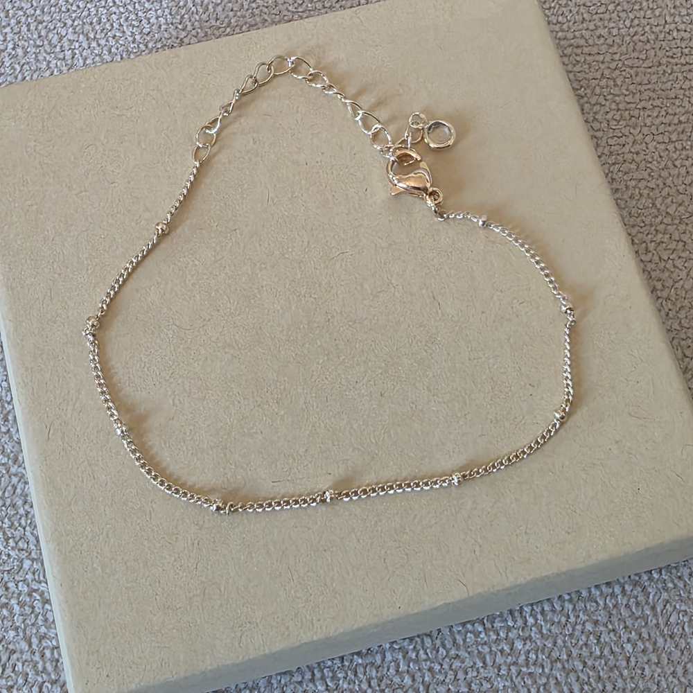 Gold Tone Delicate Chain Bracelet / Anklet Adjustable Minimalist